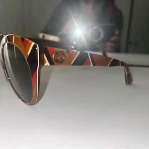 Gucci Women's Sunglasses with Red and Gold Accents
